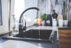 An image of flush-mounted sink showing a clean working area